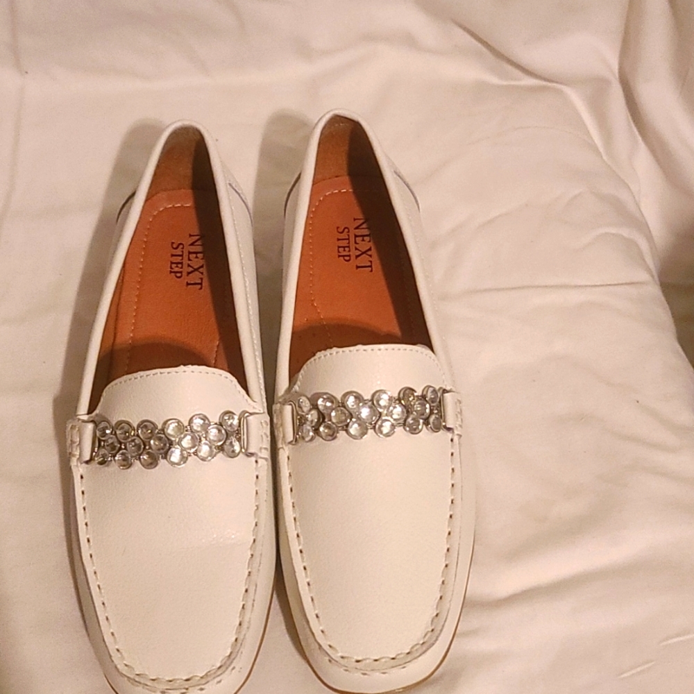 White Loafer with Jewel strap